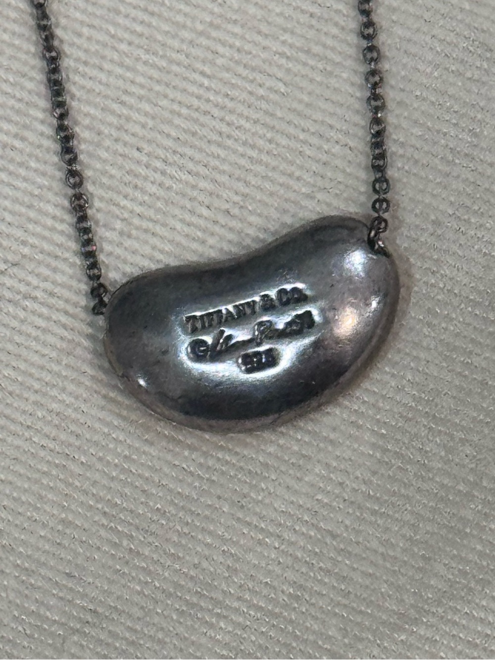 Tiffany & Co. Elsa Peretti Sterling Bean Pendant Necklace - Silver Tone